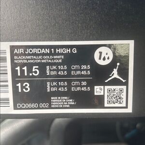 Jordan 1 High G Black and Gold